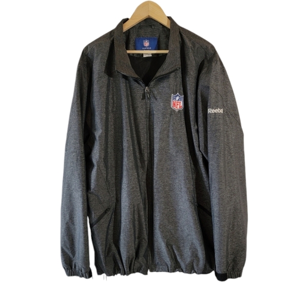 NFL ONFIELD Reebok Men's Gray Full-Zip Nylon Windbreaker Jacket Sz 2XL Outdoor - Picture 12 of 12